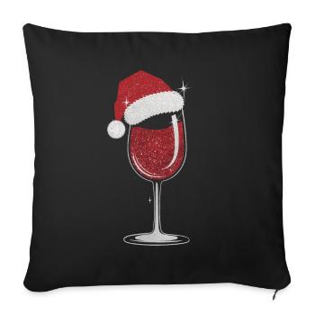 Verre à vin de Noël élégant - Housse de coussin décorative 45 x 45 cm - noir - Devant
