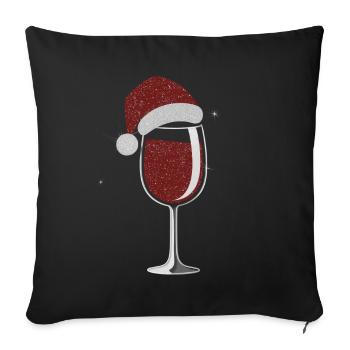 Verre à vin de Noël élégant - Housse de coussin décorative 45 x 45 cm - noir - Devant