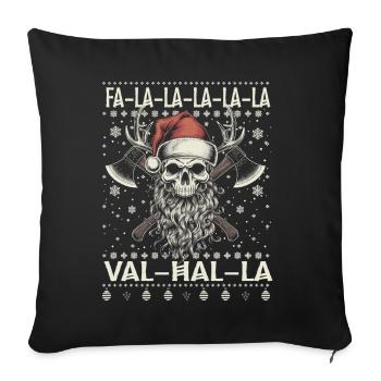 Noël viking Fa-la-la Valhalla Humour - Housse de coussin décorative 45 x 45 cm - noir - Devant