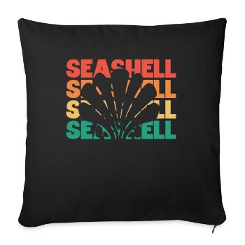 Retro Silhouette Sac à coquillages Bivalvia Seashell - Housse de coussin décorative 45 x 45 cm - noir - Devant