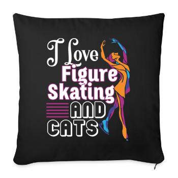 Figure Skating I Love Figure Skating And Cats - Sofa pillowcase 17,3'' x 17,3'' (45 x 45 cm) - black - Front