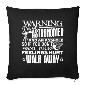Warning I am An Astronomer - Sofa pillowcase 17,3'' x 17,3'' (45 x 45 cm) - black - Front