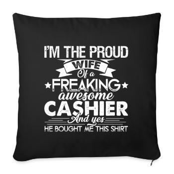 Cashier Proud Cashier Wife - Sofa pillowcase 17,3'' x 17,3'' (45 x 45 cm) - black - Front