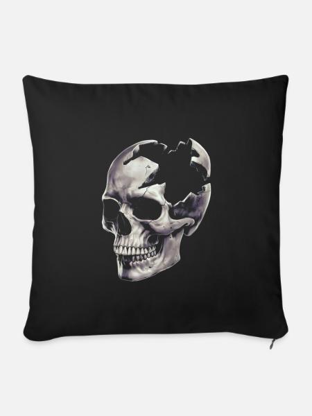 Zerstörter Schädel - Sofakissenbezug 45 x 45 cm - Schwarz