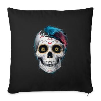 Le Jour des morts / Dia de los muertos / Crâne de sucre - Housse de coussin décorative 45 x 45 cm - noir - Devant