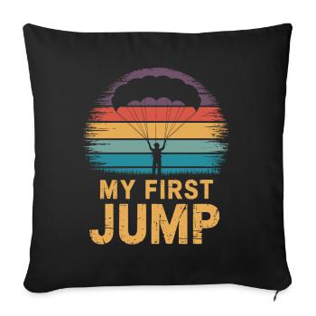Mon premier saut en parachute rétro - Housse de coussin décorative 45 x 45 cm - noir - Devant