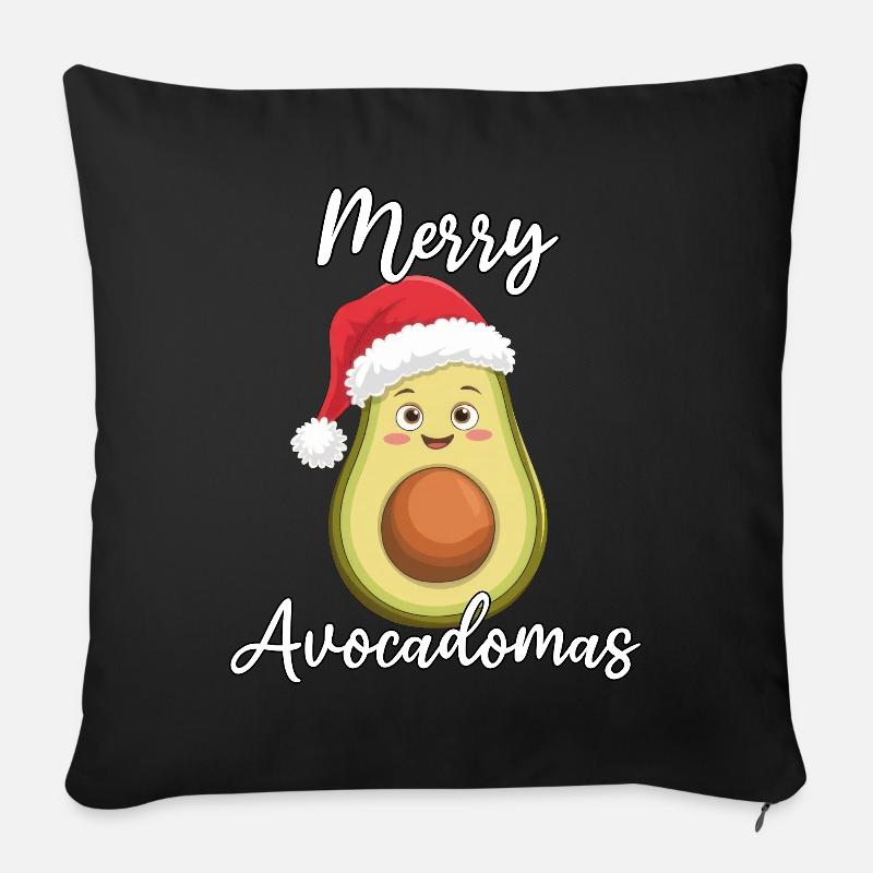 Merry Avocadomas - Lustige Avocado - Sofakissenbezug 45 x 45 cm - Schwarz