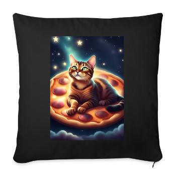 Pizza cat - Sofa pillowcase 17,3'' x 17,3'' (45 x 45 cm) - black - Front