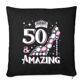 Stylish shoe design for women's 50th birthday - Sofa pillowcase 17,3'' x 17,3'' (45 x 45 cm) - black - Front