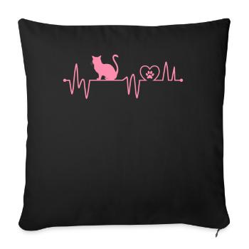Cat Heartbeat Pet Shelter Funny Foster Cat Animal - Sofa pillowcase 17,3'' x 17,3'' (45 x 45 cm) - black - Front