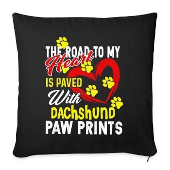 The Road To My Heart Is My Dachshund - Sofa pillowcase 17,3'' x 17,3'' (45 x 45 cm) - black - Front