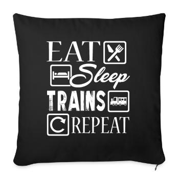 Model Railroader Eat Sleep Trains Repeat - Sofa pillowcase 17,3'' x 17,3'' (45 x 45 cm) - black - Front