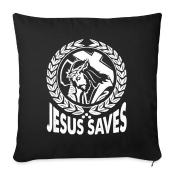 Jesus Saves Whole Lives - Sofa pillowcase 17,3'' x 17,3'' (45 x 45 cm) - black - Front