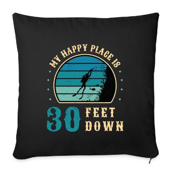 Chasse sous-marine Mon endroit heureux est le spearfish de 30 pieds - Housse de coussin décorative 45 x 45 cm - noir - Devant