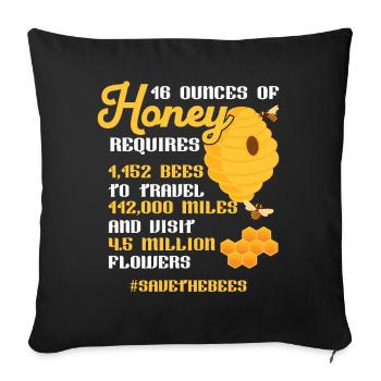 Beekeeping: Save the Bees - Sofa pillowcase 17,3'' x 17,3'' (45 x 45 cm) - black - Front