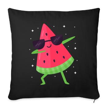 Melon pastèque Fruit d’été Cadeau végétalien - Housse de coussin décorative 45 x 45 cm - noir - Devant
