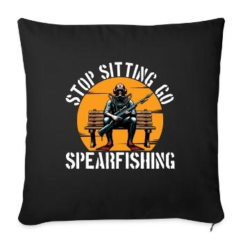 Spearfishing Stop Sitting Go Snorkeling Freedive - Sofakissenbezug 45 x 45 cm - Schwarz - Vorne