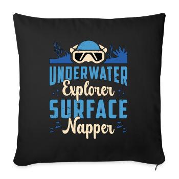 Snorkeling Underwater Explorer Marine Biologist - Sofa pillowcase 17,3'' x 17,3'' (45 x 45 cm) - black - Front