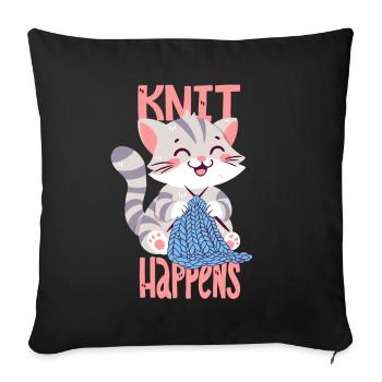 Knit Happens - Sofa pillowcase 17,3'' x 17,3'' (45 x 45 cm) - black - Front