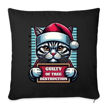 Santa Claus Christmas Funny Cats Mugshot - Sofa pillowcase 17,3'' x 17,3'' (45 x 45 cm) - black - Front