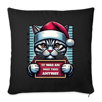 Père Noël Noël Drôle de chats Mugshot - Housse de coussin décorative 45 x 45 cm - noir - Devant