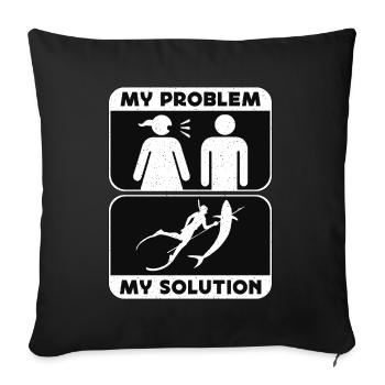 Chasse sous-marine Mon problème Ma solution Pictogramme Papa - Housse de coussin décorative 45 x 45 cm - noir - Devant
