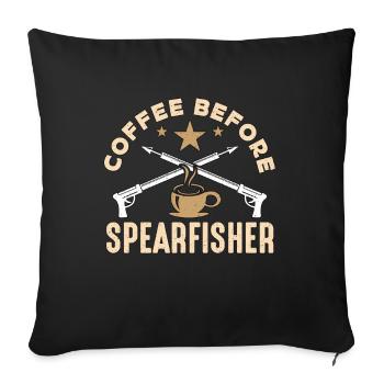 Café de chasse sous-marine avant l’apnée Amateur de café - Housse de coussin décorative 45 x 45 cm - noir - Devant