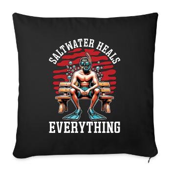 Snorkeling Salt Water Heals Everything Scuba Diver - Sofa pillowcase 17,3'' x 17,3'' (45 x 45 cm) - black - Front
