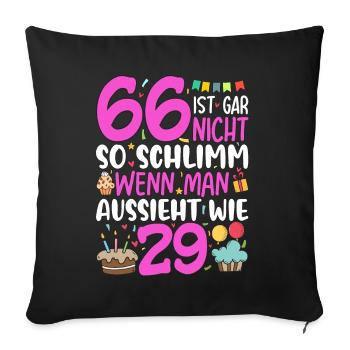 66 isn't so bad - Sofa pillowcase 17,3'' x 17,3'' (45 x 45 cm) - black - Front
