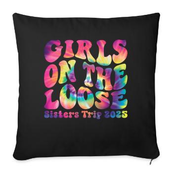 Le voyage des sœurs en liberté 2025 - Housse de coussin décorative 45 x 45 cm - noir - Devant