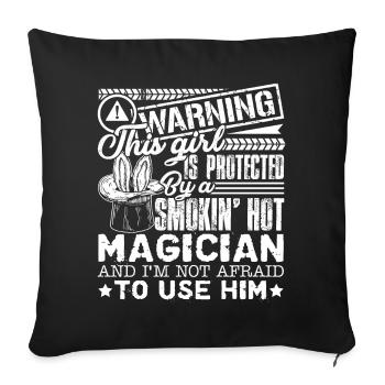 Magician Protected By Hot Magician - Sofa pillowcase 17,3'' x 17,3'' (45 x 45 cm) - black - Front