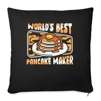 Meilleures recettes de crêpières au monde Griddlecake - Housse de coussin décorative 45 x 45 cm - noir - Devant