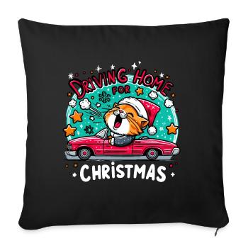 Noël Chat Maison Famille Étoiles Mignon - Housse de coussin décorative 45 x 45 cm - noir - Devant