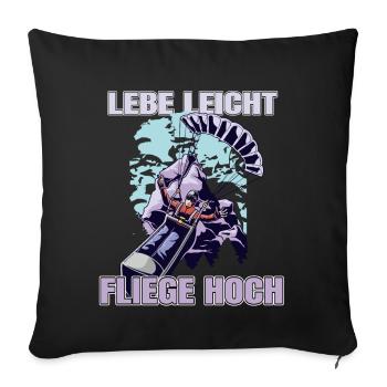 Live Light, Fly High - Paragliding Saying - Sofa pillowcase 17,3'' x 17,3'' (45 x 45 cm) - black - Front