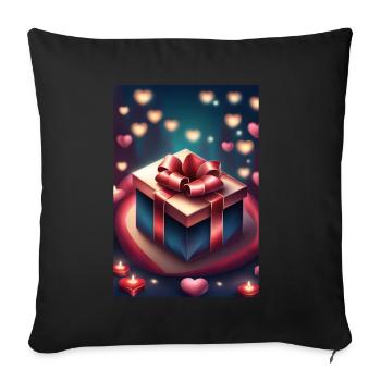 A gift and a lot of hearts - Sofa pillowcase 17,3'' x 17,3'' (45 x 45 cm) - black - Front