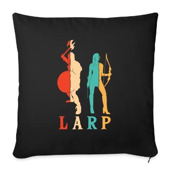 Retro LARPing Rüstung Waffen Charakter LARP - Sofakissenbezug 45 x 45 cm - Schwarz - Vorne