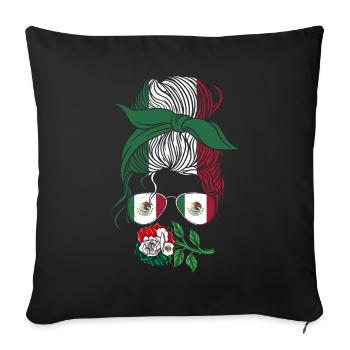 Mexique Mexique Cadeau mexicain Flag Football - Housse de coussin décorative 45 x 45 cm - noir - Devant