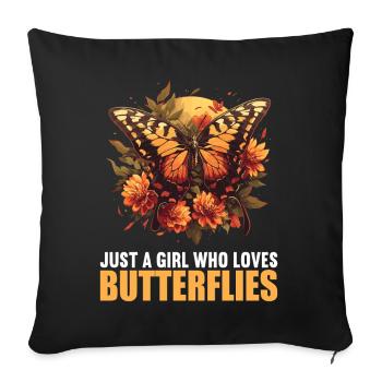Butterfly Butterflies Butterfly - Sofa pillowcase 17,3'' x 17,3'' (45 x 45 cm) - black - Front
