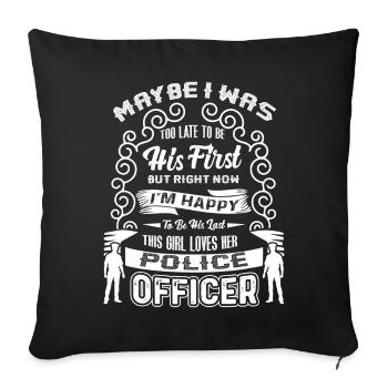 Police Officer I Love My Police Officer - Sofa pillowcase 17,3'' x 17,3'' (45 x 45 cm) - black - Front