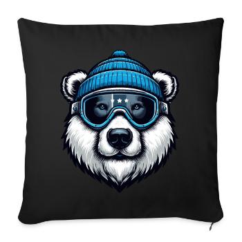 Ski Bear Polar Bear Ski Goggles Ski Holiday Winter Funny - Sofa pillowcase 17,3'' x 17,3'' (45 x 45 cm) - black - Front