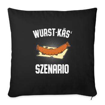 Saucisse Fromage Scénario Bratwurst Fromage Jeu de mots Fun - Housse de coussin décorative 45 x 45 cm - noir - Devant