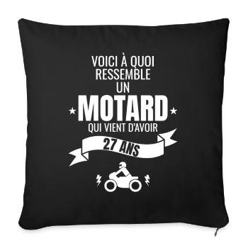 idée cadeau pour un motard humour homme 27 ans - Housse de coussin décorative 45 x 45 cm - noir - Devant