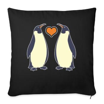 Emperor Penguin With Heart - Sofa pillowcase 17,3'' x 17,3'' (45 x 45 cm) - black - Front