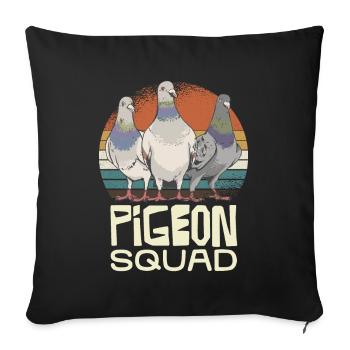 Pigeon Squad Retro Stil Taubenfreunde - Sofakissenbezug 45 x 45 cm - Schwarz - Vorne