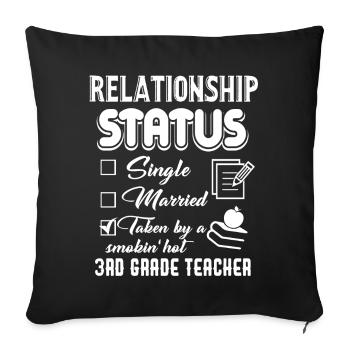 3rd Grade Teacher Relationship Status - Sofa pillowcase 17,3'' x 17,3'' (45 x 45 cm) - black - Front