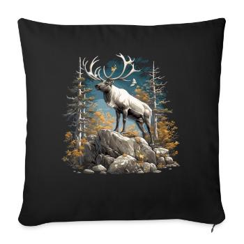 Caribou Karibus Karibu - Sofa pillowcase 17,3'' x 17,3'' (45 x 45 cm) - black - Front
