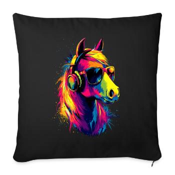 Pony Riding Pony Foal Rider Ponies Riding Pony Farm - Sofa pillowcase 17,3'' x 17,3'' (45 x 45 cm) - black - Front