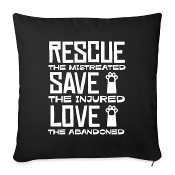 Save the abused, help the injured - Sofa pillowcase 17,3'' x 17,3'' (45 x 45 cm) - black - Front