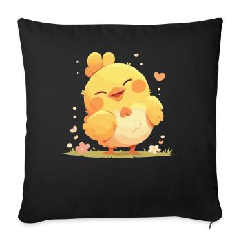 Rooster Hähne Hahn - Sofakissenbezug 45 x 45 cm - Schwarz - Vorne