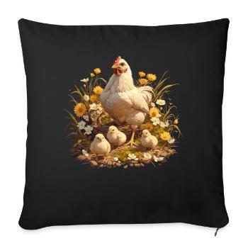 Rooster Hähne Hahn - Sofakissenbezug 45 x 45 cm - Schwarz - Vorne